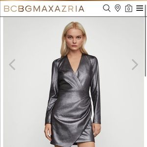 BCBG Faux Suede Surplice Dress